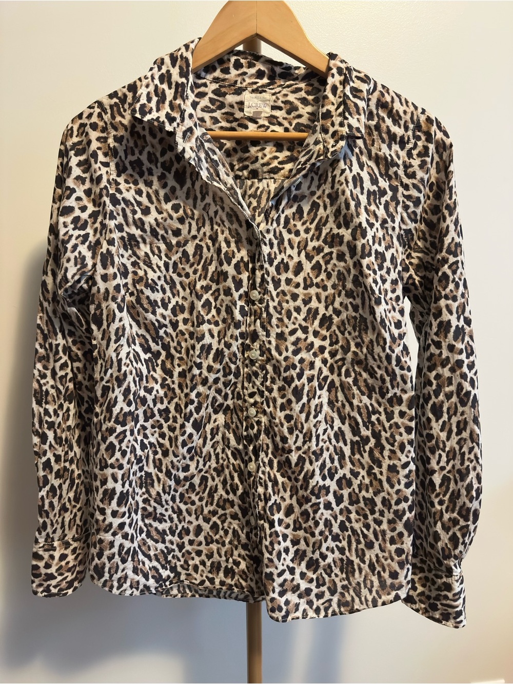 J.Crew Factory The Perfect Shirt Leopard Print Button Down Blouse Women’s Small